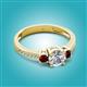 2 - Aniyah 1.38 ctw (6.50 mm) IGI Certified Classic Three Stone Round Lab Grown Diamond (VS1/F) and Red Garnet Engagement Ring 