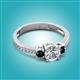2 - Aniyah 1.36 ctw (6.50 mm) IGI Certified Classic Three Stone Round Lab Grown Diamond (VS1/F) and Black Diamond Engagement Ring 