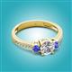 2 - Aniyah 1.32 ctw (6.50 mm) IGI Certified Classic Three Stone Round Lab Grown Diamond (VS1/F) and Tanzanite Engagement Ring 