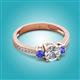 2 - Aniyah 1.32 ctw (6.50 mm) IGI Certified Classic Three Stone Round Lab Grown Diamond (VS1/F) and Tanzanite Engagement Ring 