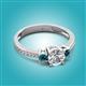 2 - Aniyah 1.34 ctw (6.50 mm) IGI Certified Classic Three Stone Round Lab Grown Diamond (VS1/F) and Blue Diamond Engagement Ring 
