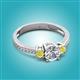 2 - Aniyah 1.34 ctw (6.50 mm) IGI Certified Classic Three Stone Round Lab Grown Diamond (VS1/F) and Yellow Diamond Engagement Ring 