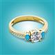 2 - Aniyah 1.28 ctw (6.50 mm) IGI Certified Classic Three Stone Round Lab Grown Diamond (VS1/F) and Turquoise Engagement Ring 