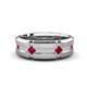 1 - Adam 7.50 mm Kite Set Evenly Spaced Princess Cut Ruby Mens Wedding band 