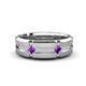 1 - Adam 7.50 mm Kite Set Evenly Spaced Princess Cut Amethyst Mens Wedding band 