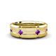 1 - Adam 7.50 mm Kite Set Evenly Spaced Princess Cut Amethyst Mens Wedding band 