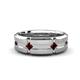 1 - Adam 7.50 mm Kite Set Evenly Spaced Princess Cut Red Garnet Mens Wedding band 