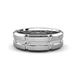 Adam Kite Set Evenly Spaced Princess Cut Lab Grown Diamond Mens Wedding band Princess Cut Lab Grown Diamond ctw Kite Set Evenly Spaced in a Flush setting Four Stone Mens Wedding Band K White Gold
