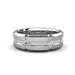Adam Kite Set Evenly Spaced Princess Cut Moissanite Mens Wedding band Princess Cut Moissanite ctw Kite Set Evenly Spaced in a Flush setting Four Stone Mens Wedding Band K White Gold