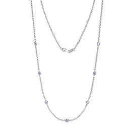 Salina 7Stn Tanzanite on Cable Necklace Stone Tanzanite ctw Womens Station Necklace K White Gold