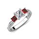 4 - Michele 1.56 ctw (5.50 mm) 3 Stone Princess Cut Lab Grown Diamond and Red Garnet Twisted Vine Engagement Ring 