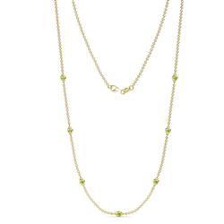 Salina 7Stn Peridot on Cable Necklace Stone Peridot ctw Womens Station Necklace K Yellow Gold