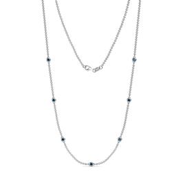 Salina 7Stn Blue Diamond on Cable Necklace Stone Blue Diamond ctw Womens Station Necklace K White Gold