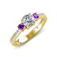 3 - Aniyah 1.30 ctw (6.50 mm) IGI Certified Classic Three Stone Round Lab Grown Diamond (VS1/F) and Amethyst Engagement Ring 