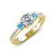 3 - Aniyah 1.32 ctw (6.50 mm) IGI Certified Classic Three Stone Round Lab Grown Diamond (VS1/F) and Blue Topaz Engagement Ring 