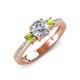 3 - Aniyah 1.38 ctw (6.50 mm) IGI Certified Classic Three Stone Round Lab Grown Diamond (VS1/F) and Peridot Engagement Ring 
