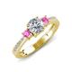3 - Aniyah 1.48 ctw (6.50 mm) IGI Certified Classic Three Stone Round Lab Grown Diamond (VS1/F) and Pink Sapphire Engagement Ring 