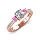 3 - Aniyah 1.48 ctw (6.50 mm) IGI Certified Classic Three Stone Round Lab Grown Diamond (VS1/F) and Pink Sapphire Engagement Ring 
