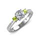 3 - Aniyah 1.38 ctw (6.50 mm) IGI Certified Classic Three Stone Round Lab Grown Diamond (VS1/F) and Peridot Engagement Ring 