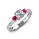 3 - Aniyah 1.34 ctw (6.50 mm) IGI Certified Classic Three Stone Round Lab Grown Diamond (VS1/F) and Ruby Engagement Ring 