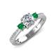 3 - Aniyah 1.34 ctw (6.50 mm) IGI Certified Classic Three Stone Round Lab Grown Diamond (VS1/F) and Emerald Engagement Ring 