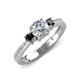 3 - Aniyah 1.36 ctw (6.50 mm) IGI Certified Classic Three Stone Round Lab Grown Diamond (VS1/F) and Black Diamond Engagement Ring 