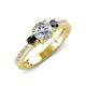 3 - Aniyah 1.36 ctw (6.50 mm) IGI Certified Classic Three Stone Round Lab Grown Diamond (VS1/F) and Black Diamond Engagement Ring 