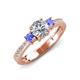 3 - Aniyah 1.32 ctw (6.50 mm) IGI Certified Classic Three Stone Round Lab Grown Diamond (VS1/F) and Tanzanite Engagement Ring 