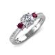 3 - Aniyah 1.38 ctw (6.50 mm) IGI Certified Classic Three Stone Round Lab Grown Diamond (VS1/F) and Rhodolite Garnet Engagement Ring 
