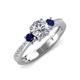 3 - Aniyah 1.36 ctw (6.50 mm) IGI Certified Classic Three Stone Round Lab Grown Diamond (VS1/F) and Blue Sapphire Engagement Ring 