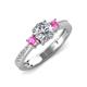 3 - Aniyah 1.48 ctw (6.50 mm) IGI Certified Classic Three Stone Round Lab Grown Diamond (VS1/F) and Pink Sapphire Engagement Ring 