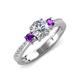 3 - Aniyah 1.30 ctw (6.50 mm) IGI Certified Classic Three Stone Round Lab Grown Diamond (VS1/F) and Amethyst Engagement Ring 