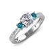 3 - Aniyah 1.34 ctw (6.50 mm) IGI Certified Classic Three Stone Round Lab Grown Diamond (VS1/F) and Blue Diamond Engagement Ring 