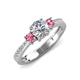 3 - Aniyah 1.30 ctw (6.50 mm) IGI Certified Classic Three Stone Round Lab Grown Diamond (VS1/F) and Pink Tourmaline Engagement Ring 