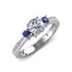 3 - Aniyah 1.30 ctw (6.50 mm) IGI Certified Classic Three Stone Round Lab Grown Diamond (VS1/F) and Iolite Engagement Ring 
