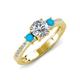 3 - Aniyah 1.28 ctw (6.50 mm) IGI Certified Classic Three Stone Round Lab Grown Diamond (VS1/F) and Turquoise Engagement Ring 