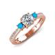 3 - Aniyah 1.28 ctw (6.50 mm) IGI Certified Classic Three Stone Round Lab Grown Diamond (VS1/F) and Turquoise Engagement Ring 