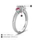 4 - Aniyah 1.34 ctw (6.50 mm) IGI Certified Classic Three Stone Round Lab Grown Diamond (VS1/F) and Ruby Engagement Ring 