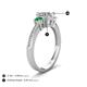 4 - Aniyah 1.34 ctw (6.50 mm) IGI Certified Classic Three Stone Round Lab Grown Diamond (VS1/F) and Emerald Engagement Ring 