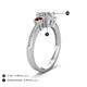 4 - Aniyah 1.38 ctw (6.50 mm) IGI Certified Classic Three Stone Round Lab Grown Diamond (VS1/F) and Red Garnet Engagement Ring 