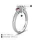 4 - Aniyah 1.38 ctw (6.50 mm) IGI Certified Classic Three Stone Round Lab Grown Diamond (VS1/F) and Rhodolite Garnet Engagement Ring 