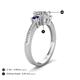 4 - Aniyah 1.36 ctw (6.50 mm) IGI Certified Classic Three Stone Round Lab Grown Diamond (VS1/F) and Blue Sapphire Engagement Ring 