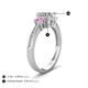 4 - Aniyah 1.48 ctw (6.50 mm) IGI Certified Classic Three Stone Round Lab Grown Diamond (VS1/F) and Pink Sapphire Engagement Ring 