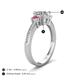4 - Aniyah 1.30 ctw (6.50 mm) IGI Certified Classic Three Stone Round Lab Grown Diamond (VS1/F) and Pink Tourmaline Engagement Ring 