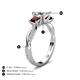 5 - Michele 1.56 ctw (5.50 mm) 3 Stone Princess Cut Lab Grown Diamond and Red Garnet Twisted Vine Engagement Ring 