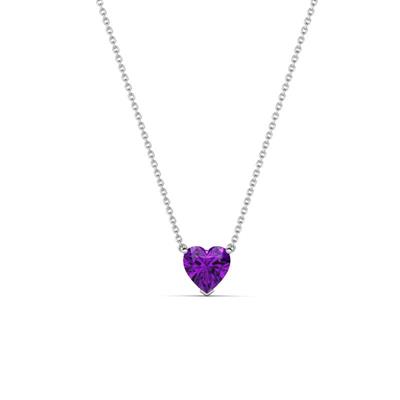 Zaria ct Amethyst Heart Shape Solitaire Pendant Necklace