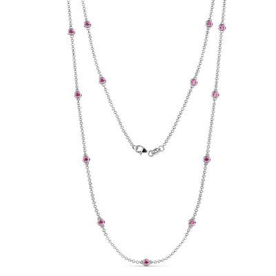 Lien 13Stn Pink Sapphire on Cable Necklace