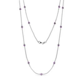 Lien 13Stn Amethyst on Cable Necklace Stone Amethyst ctw Womens Station Necklace K White Gold
