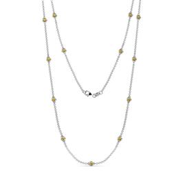 Lien 13Stn Citrine on Cable Necklace Stone Citrine ctw Womens Station Necklace K White Gold