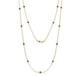 Lien 13Stn Blue Diamond on Cable Necklace Stone Blue Diamond ctw Womens Station Necklace K Yellow Gold